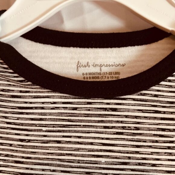 First Impressions Baby Striped XO Footed Romper Black White 6–9 Months - Picture 2 of 5